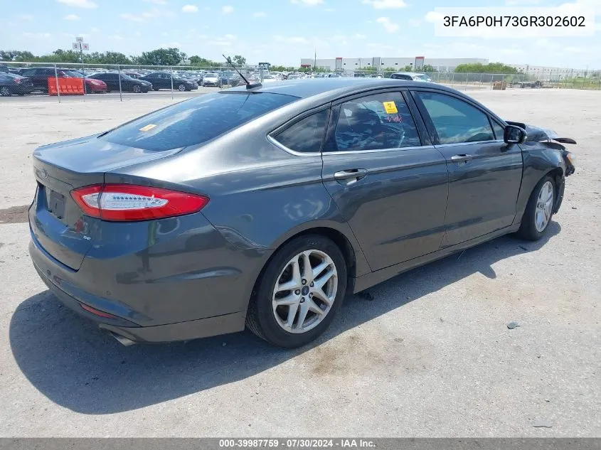 2016 Ford Fusion Se VIN: 3FA6P0H73GR302602 Lot: 39987759