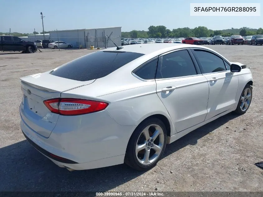 2016 Ford Fusion Se VIN: 3FA6P0H76GR288095 Lot: 39990945