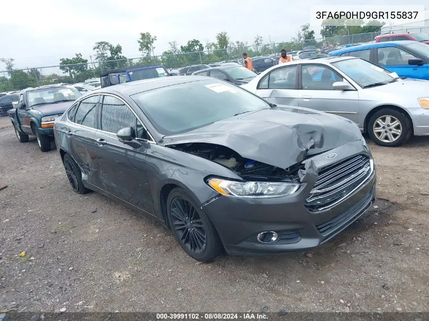 2016 Ford Fusion Se VIN: 3FA6P0HD9GR155837 Lot: 39991102