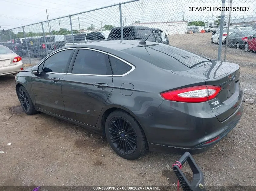 2016 Ford Fusion Se VIN: 3FA6P0HD9GR155837 Lot: 39991102