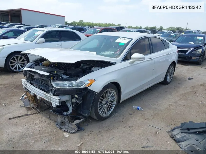 2016 Ford Fusion Se VIN: 3FA6P0HDXGR143342 Lot: 39994155