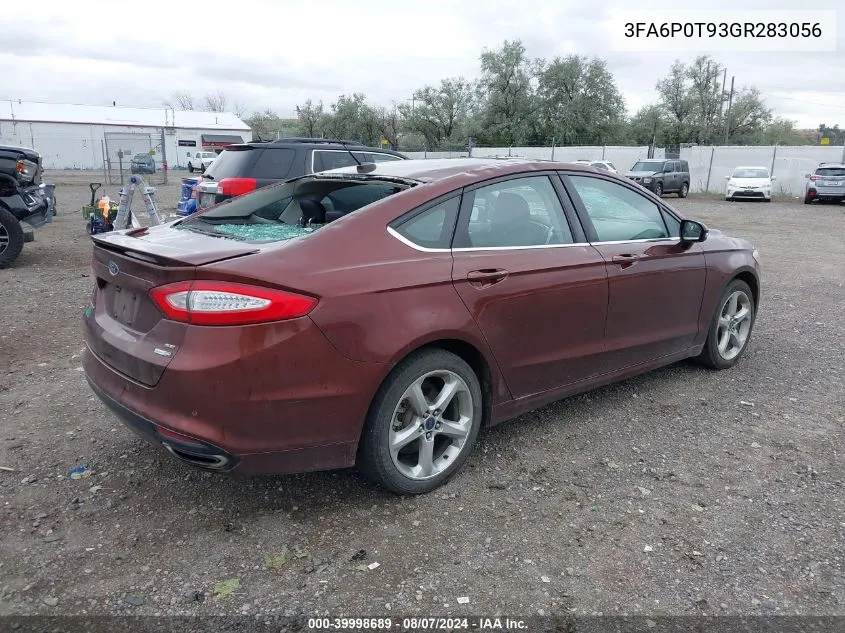 2016 Ford Fusion Se VIN: 3FA6P0T93GR283056 Lot: 39998689