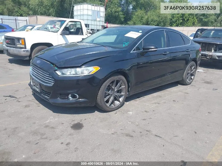 2016 Ford Fusion Titanium VIN: 3FA6P0K93GR257638 Lot: 40010626