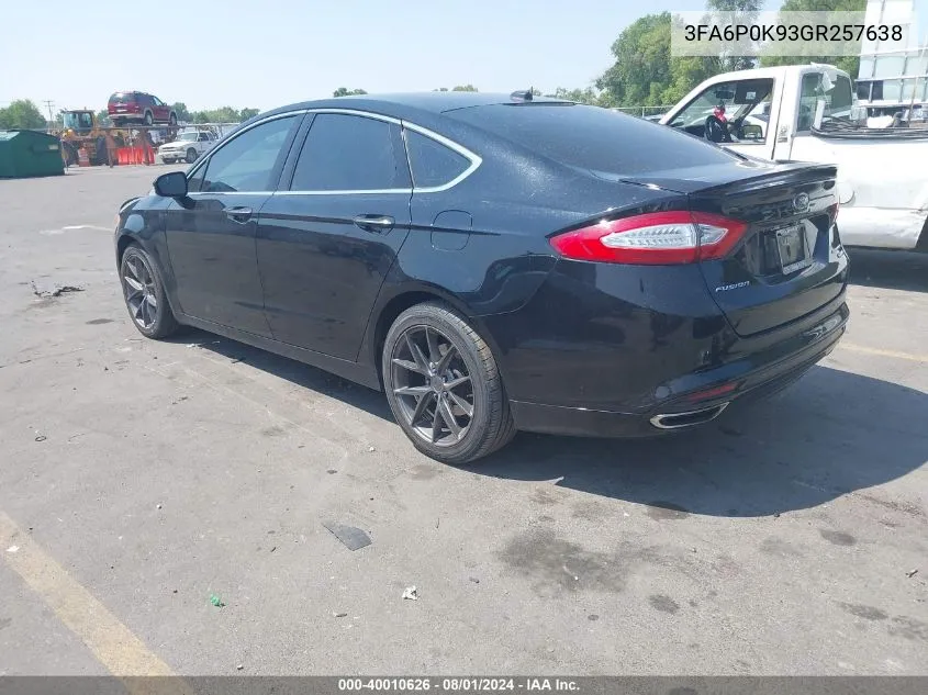 2016 Ford Fusion Titanium VIN: 3FA6P0K93GR257638 Lot: 40010626