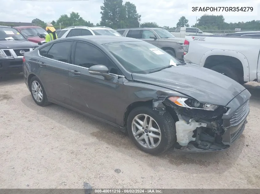 2016 Ford Fusion Se VIN: 3FA6P0H77GR354279 Lot: 40011216