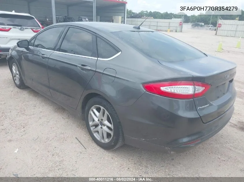 2016 Ford Fusion Se VIN: 3FA6P0H77GR354279 Lot: 40011216