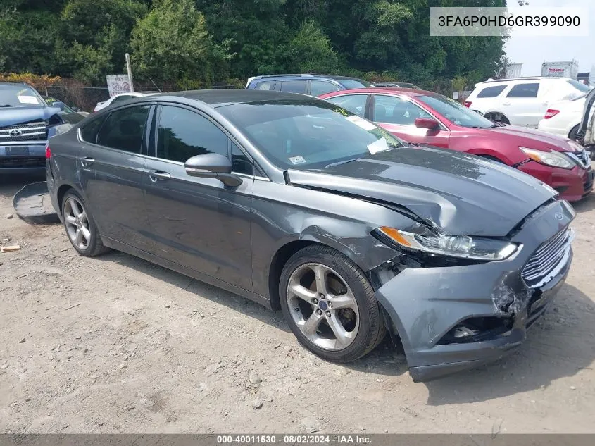 2016 Ford Fusion Se VIN: 3FA6P0HD6GR399090 Lot: 40011530