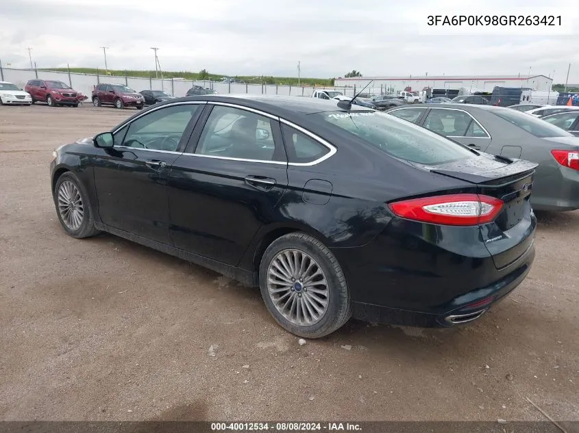 2016 Ford Fusion Titanium VIN: 3FA6P0K98GR263421 Lot: 40012534