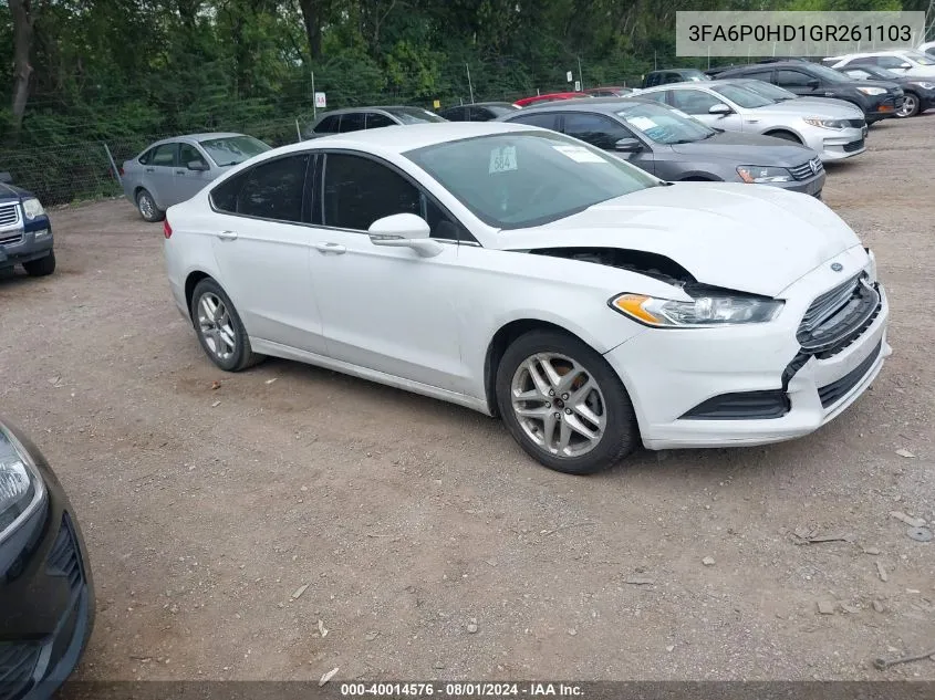 2016 Ford Fusion Se VIN: 3FA6P0HD1GR261103 Lot: 40014576