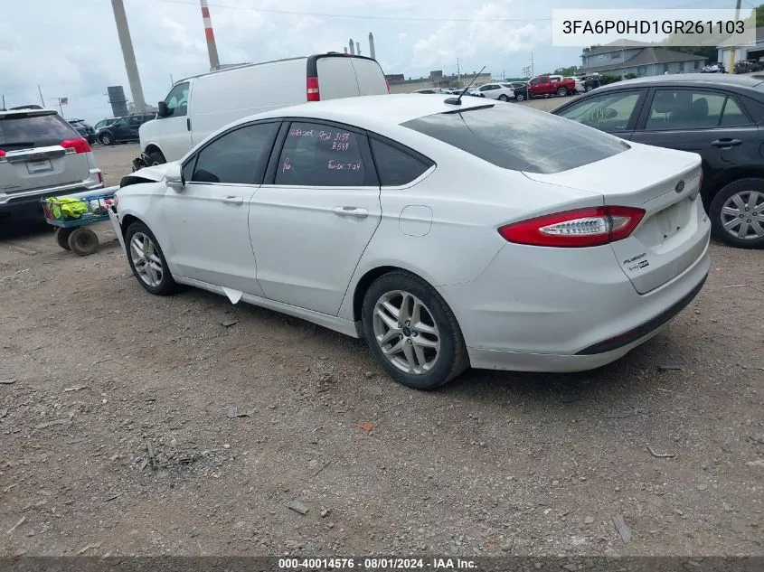 3FA6P0HD1GR261103 2016 Ford Fusion Se