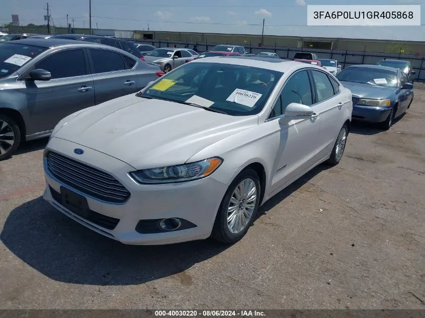 2016 Ford Fusion Hybrid Se VIN: 3FA6P0LU1GR405868 Lot: 40030220