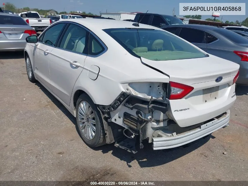 3FA6P0LU1GR405868 2016 Ford Fusion Hybrid Se