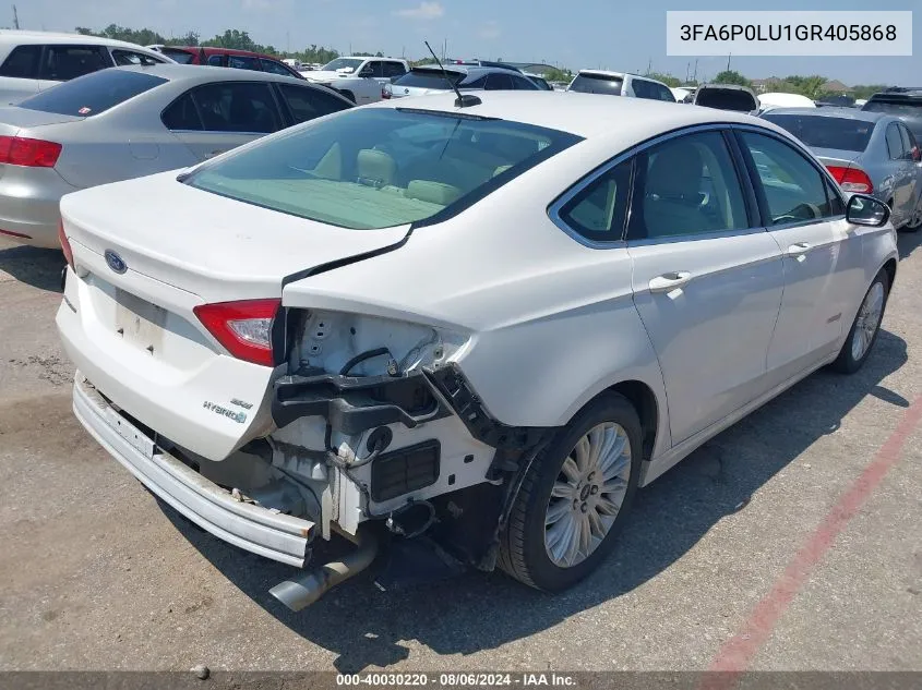 2016 Ford Fusion Hybrid Se VIN: 3FA6P0LU1GR405868 Lot: 40030220