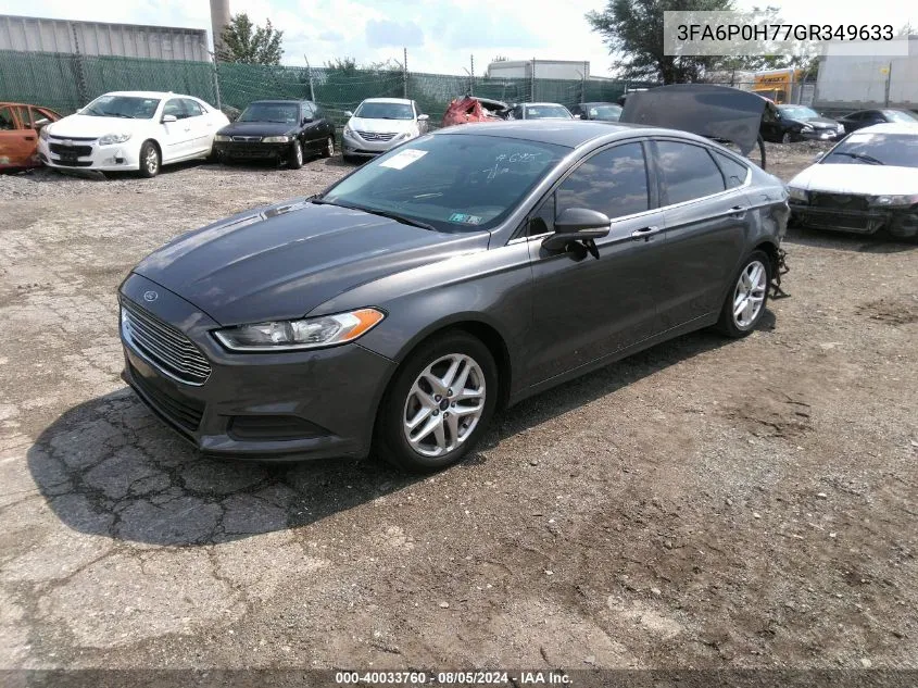 2016 Ford Fusion Se VIN: 3FA6P0H77GR349633 Lot: 40033760