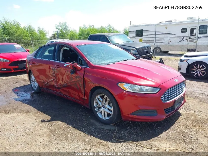 2016 Ford Fusion Se VIN: 3FA6P0H78GR302269 Lot: 40034813