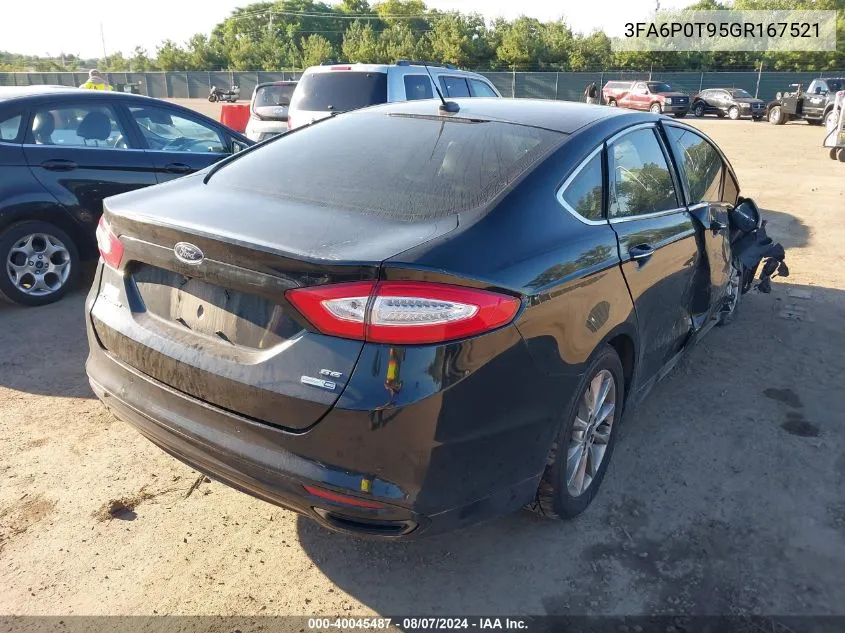 2016 Ford Fusion Se VIN: 3FA6P0T95GR167521 Lot: 40045487