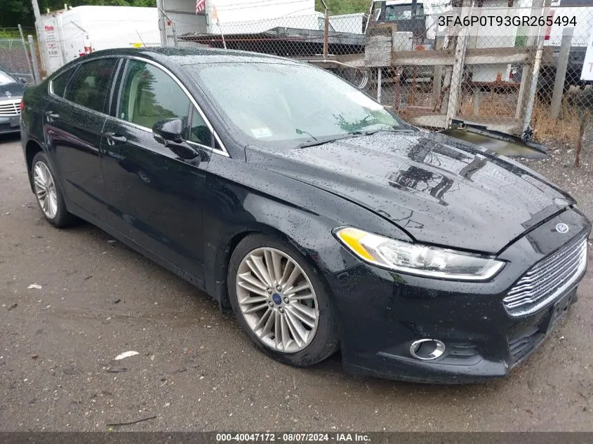 2016 Ford Fusion Se VIN: 3FA6P0T93GR265494 Lot: 40047172