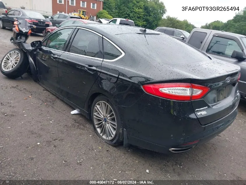 2016 Ford Fusion Se VIN: 3FA6P0T93GR265494 Lot: 40047172