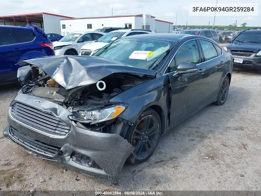 2016 Ford Fusion Titanium VIN: 3FA6P0K94GR259284 Lot: 40062584