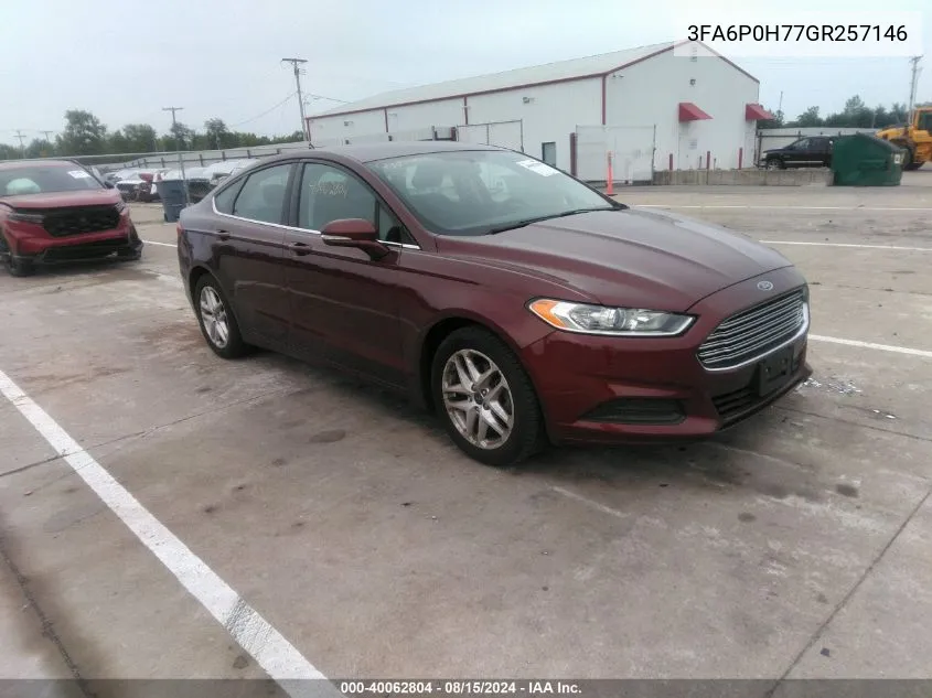 2016 Ford Fusion Se VIN: 3FA6P0H77GR257146 Lot: 40062804