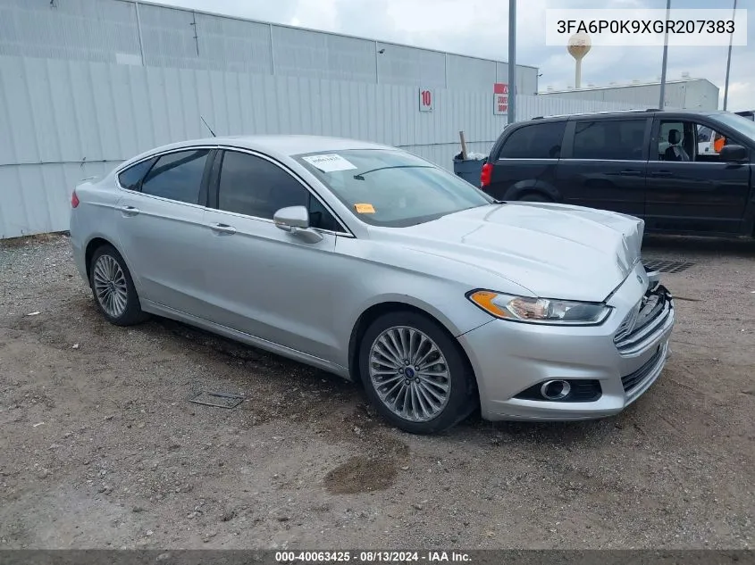 2016 Ford Fusion Titanium VIN: 3FA6P0K9XGR207383 Lot: 40063425