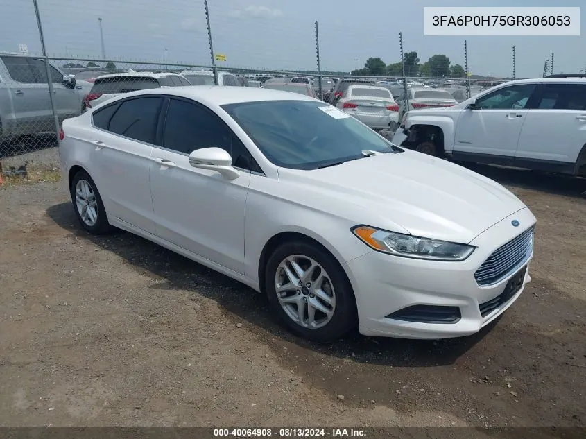 2016 Ford Fusion Se VIN: 3FA6P0H75GR306053 Lot: 40064908