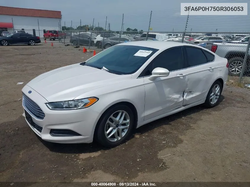 2016 Ford Fusion Se VIN: 3FA6P0H75GR306053 Lot: 40064908