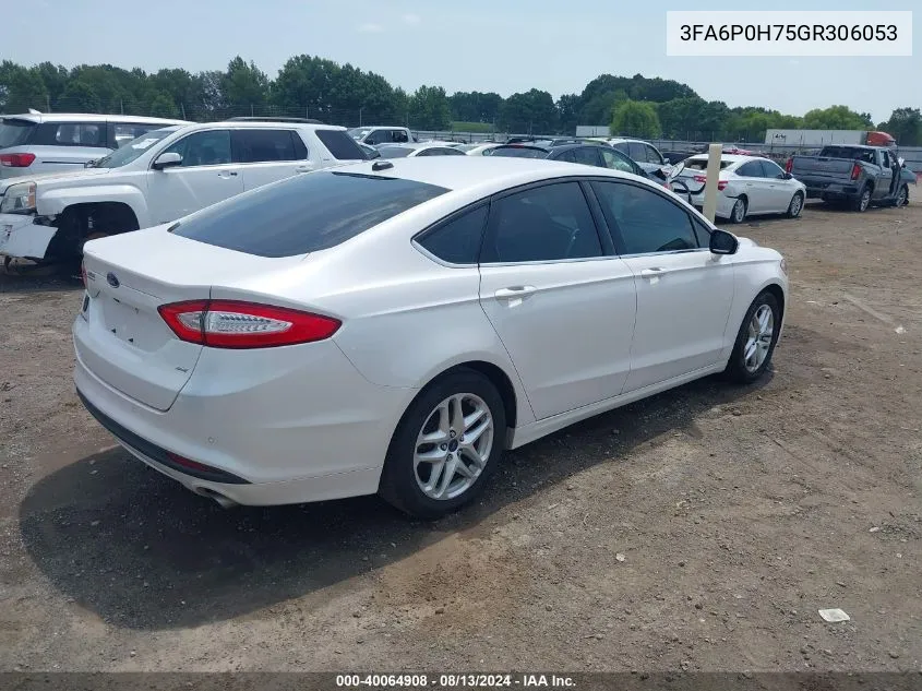 2016 Ford Fusion Se VIN: 3FA6P0H75GR306053 Lot: 40064908