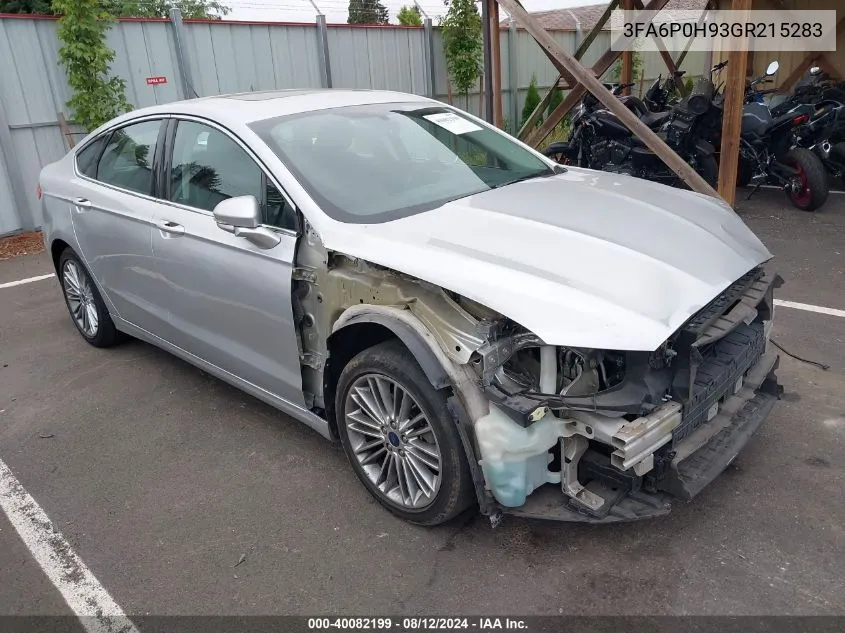 2016 Ford Fusion Se VIN: 3FA6P0H93GR215283 Lot: 40082199