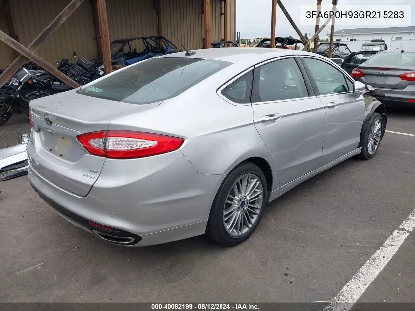 2016 Ford Fusion Se VIN: 3FA6P0H93GR215283 Lot: 40082199