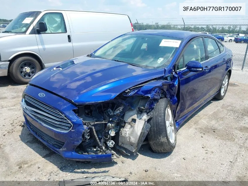 3FA6P0H77GR170007 2016 Ford Fusion Se