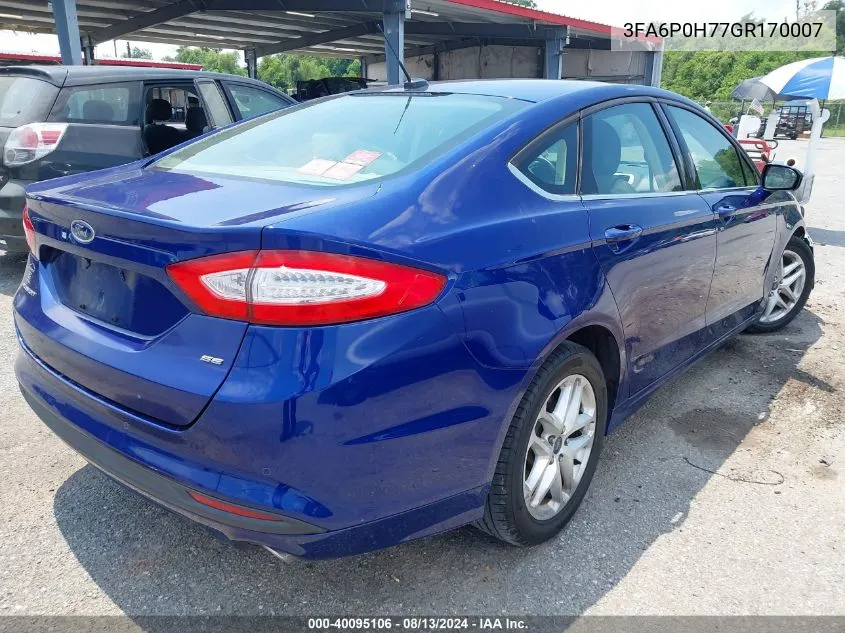 3FA6P0H77GR170007 2016 Ford Fusion Se