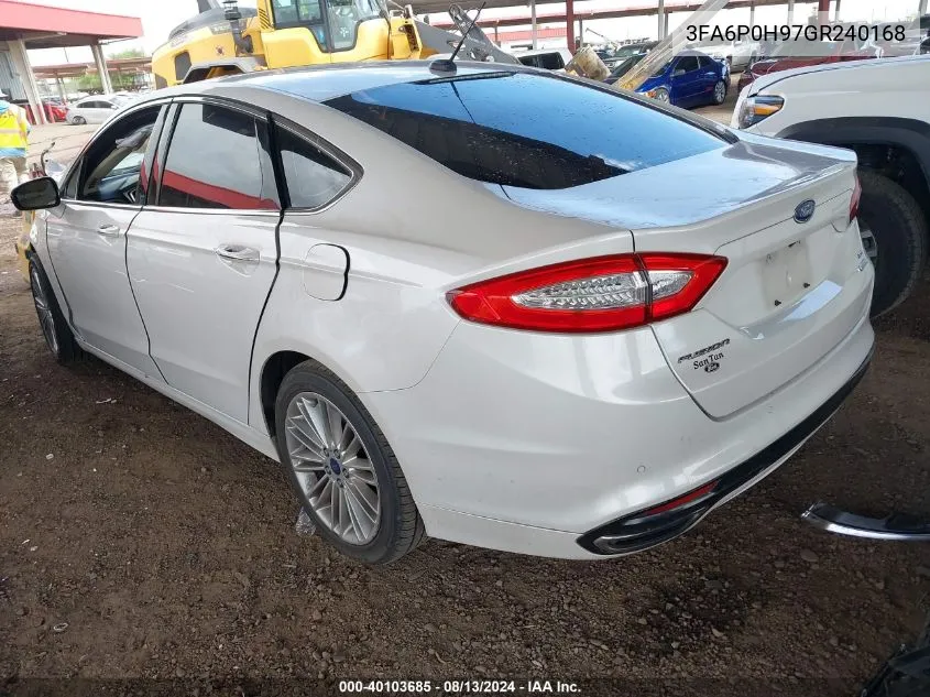 2016 Ford Fusion Se VIN: 3FA6P0H97GR240168 Lot: 40103685