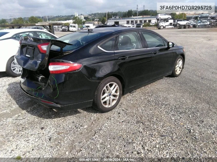 2016 Ford Fusion Se VIN: 3FA6P0HD7GR295725 Lot: 40110667