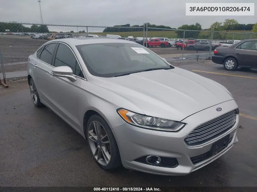 2016 Ford Fusion Titanium VIN: 3FA6P0D91GR206474 Lot: 40112410