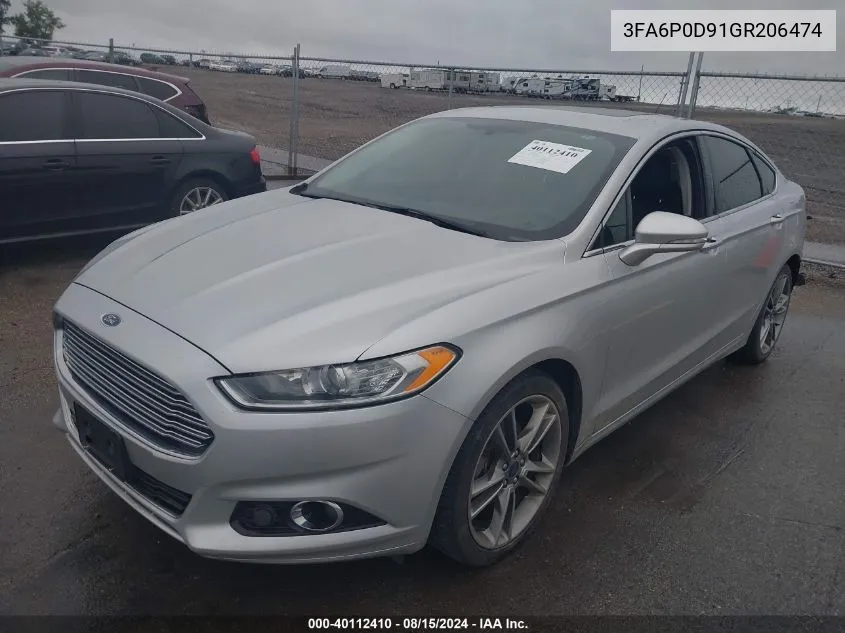 2016 Ford Fusion Titanium VIN: 3FA6P0D91GR206474 Lot: 40112410