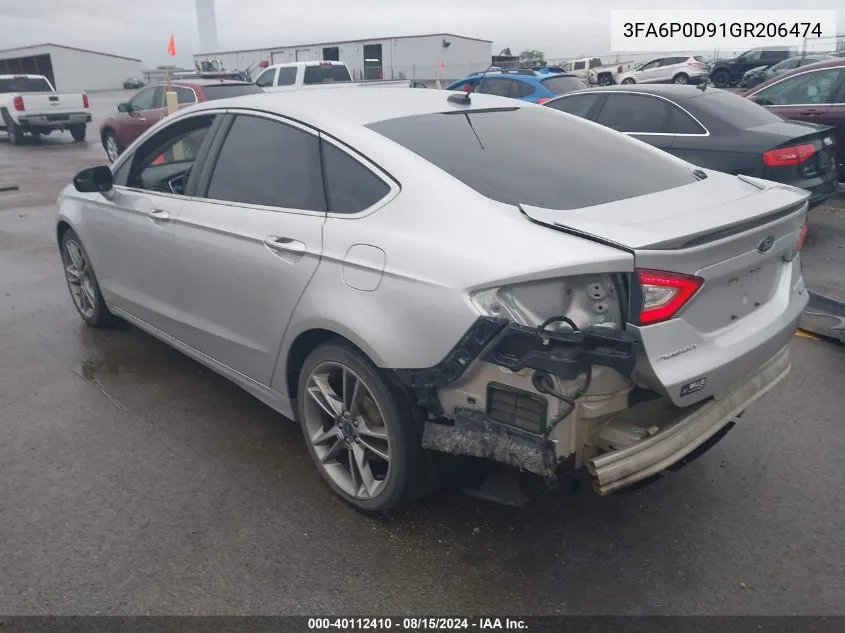 2016 Ford Fusion Titanium VIN: 3FA6P0D91GR206474 Lot: 40112410