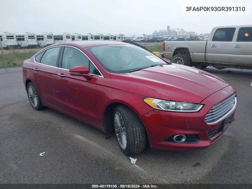 2016 Ford Fusion Titanium VIN: 3FA6P0K93GR391310 Lot: 40119105