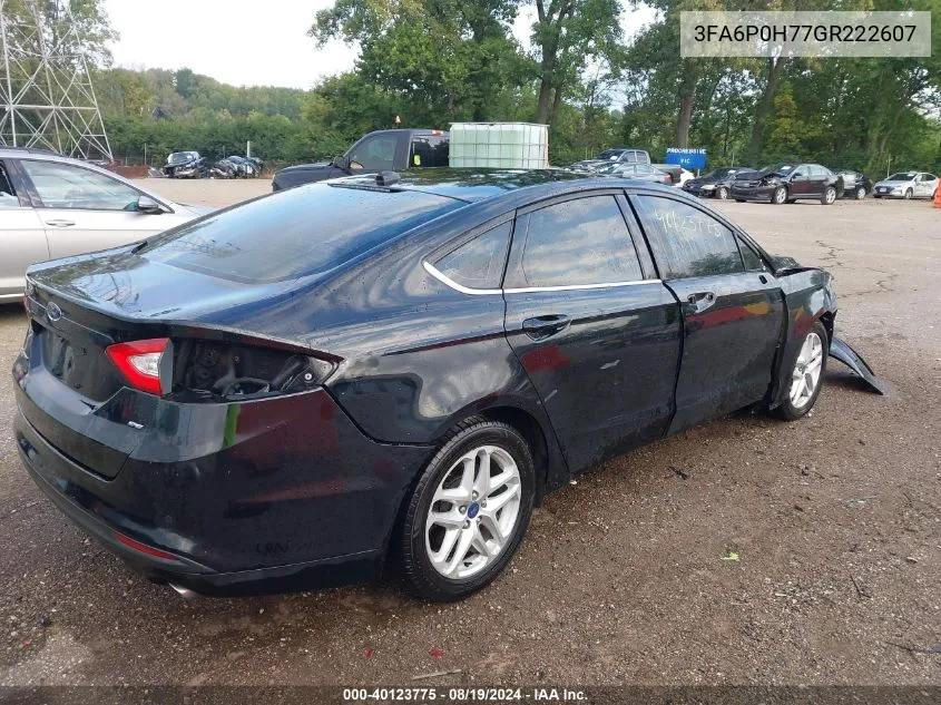 2016 Ford Fusion Se VIN: 3FA6P0H77GR222607 Lot: 40123775