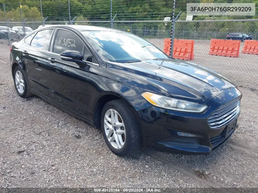 2016 Ford Fusion Se VIN: 3FA6P0H76GR299209 Lot: 40125384