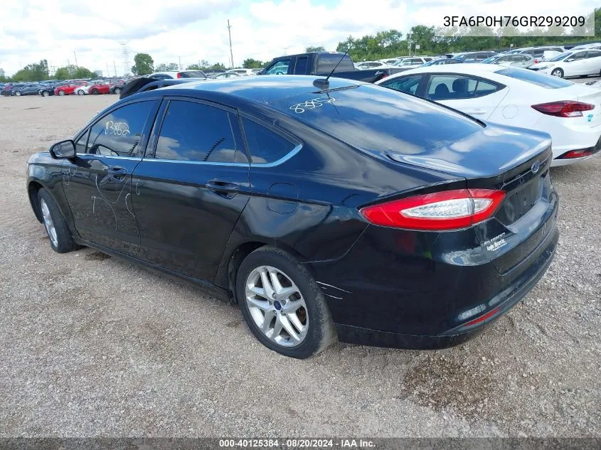 2016 Ford Fusion Se VIN: 3FA6P0H76GR299209 Lot: 40125384