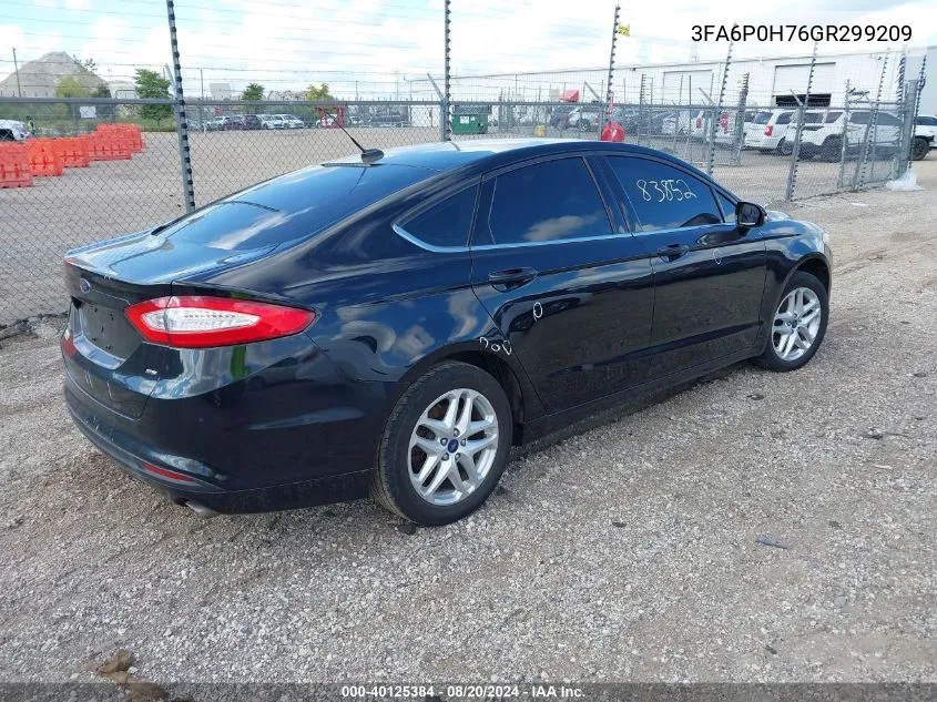 2016 Ford Fusion Se VIN: 3FA6P0H76GR299209 Lot: 40125384