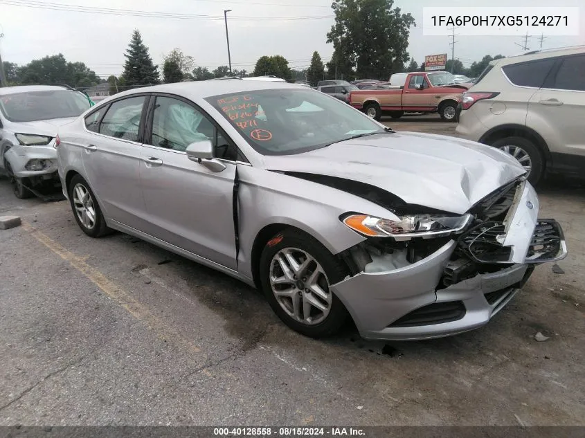 2016 Ford Fusion Se VIN: 1FA6P0H7XG5124271 Lot: 40128558