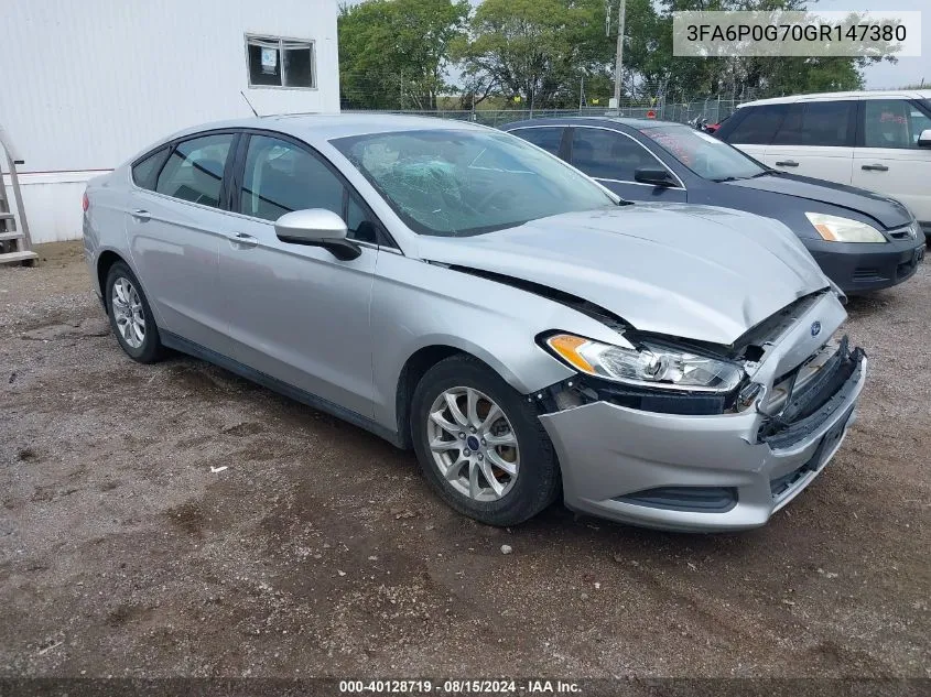 2016 Ford Fusion S VIN: 3FA6P0G70GR147380 Lot: 40128719