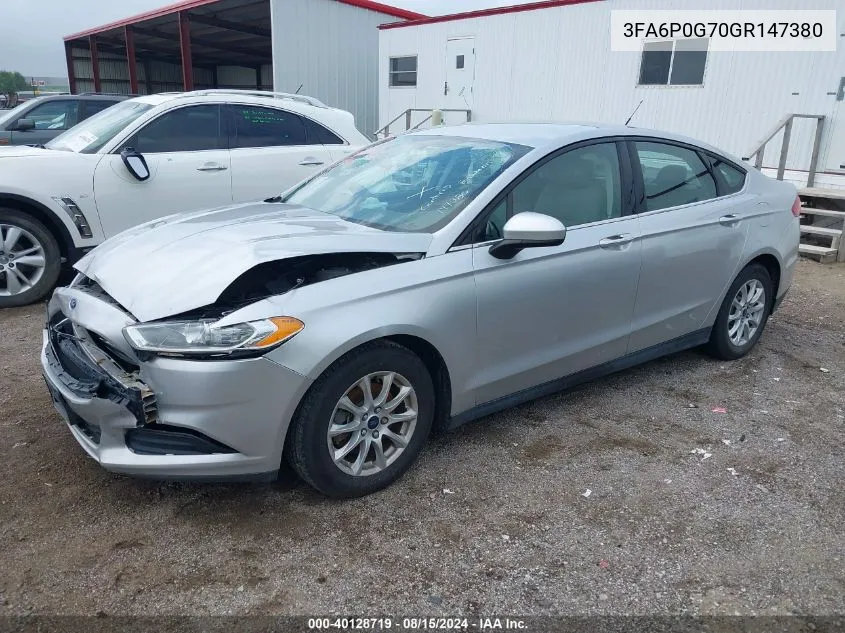 3FA6P0G70GR147380 2016 Ford Fusion S