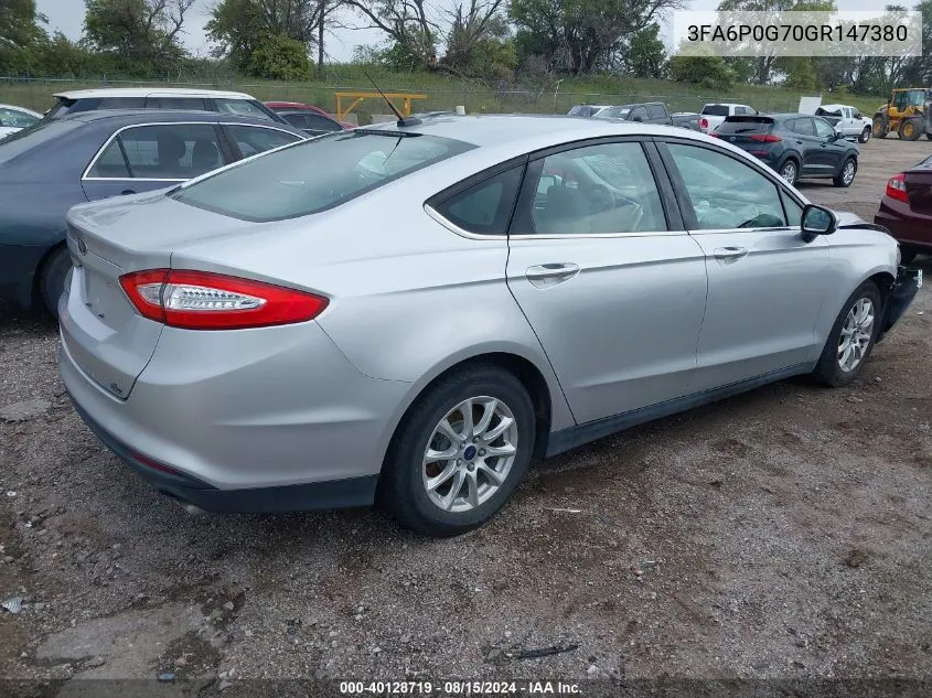 2016 Ford Fusion S VIN: 3FA6P0G70GR147380 Lot: 40128719