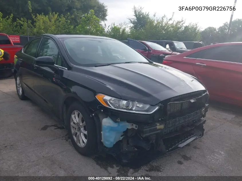 2016 Ford Fusion S VIN: 3FA6P0G79GR226756 Lot: 40129892