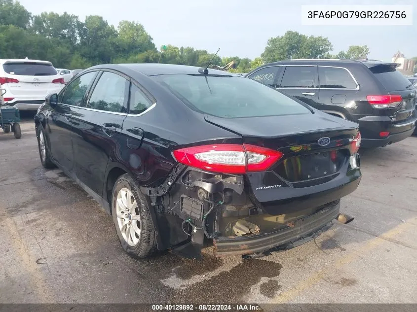 2016 Ford Fusion S VIN: 3FA6P0G79GR226756 Lot: 40129892