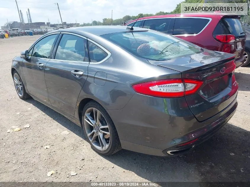 3FA6P0D92GR181195 2016 Ford Fusion Titanium