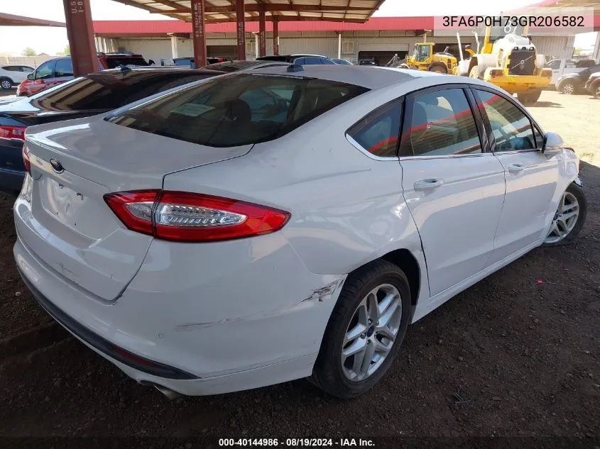 2016 Ford Fusion Se VIN: 3FA6P0H73GR206582 Lot: 40144986